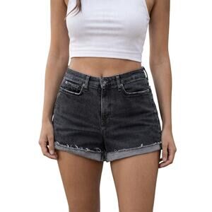 rag & bone Nina High Rise Rolled Up Shorts in Washed Black size 27